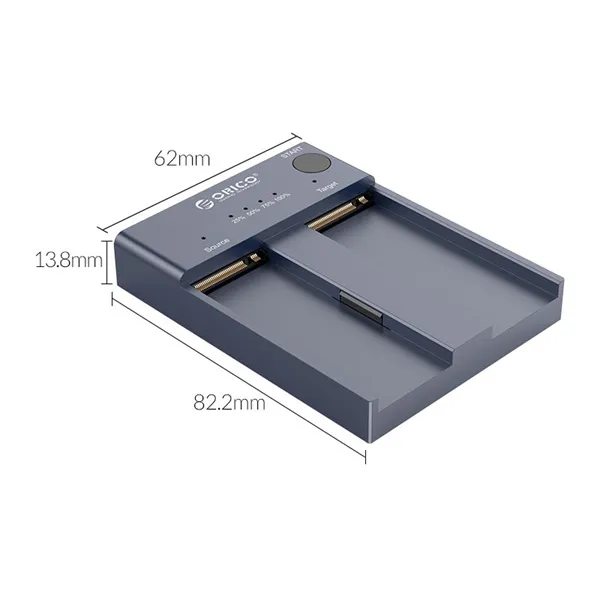 Orico M.2 SSD Dokkoló - M2P2-C3-C-EU (2xM.2 NVMe -> USB-A/C, Max.: 2TB, Offline Klón funkció, Max.: 10Gbps, szürke) - Image 4