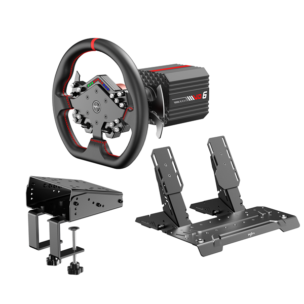 PXN csomag - VD6 WDS PC Szimulátor szett (Direct Drive, VD6 bázis + WDS kormány + PD HM pedál + bilincs, fekete)