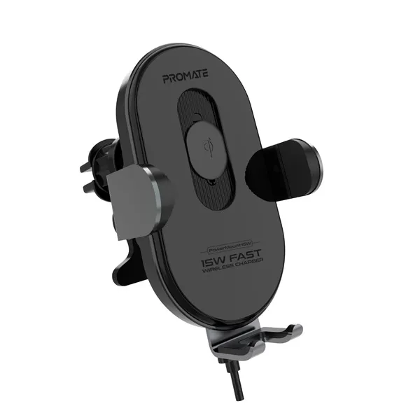 Promate Autós töltő - POWERMOUNT 15 (DC 12V/1.5A, 15W, 1.2 méter, okos szenzor, hajlítható állvány, fekete) - Image 1