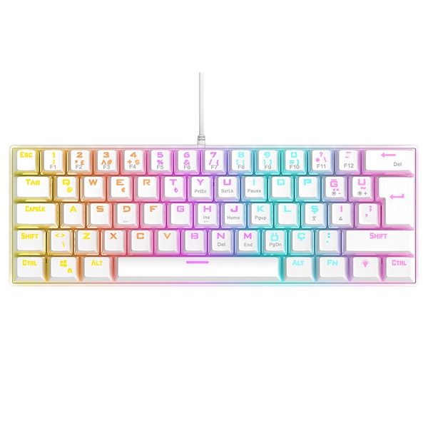 Rampage Billentyűzet - PLOWER K60 White US (Vezetékes, Mechanikus, Blue switch, angol, fehér, RGB LED) - Image 3