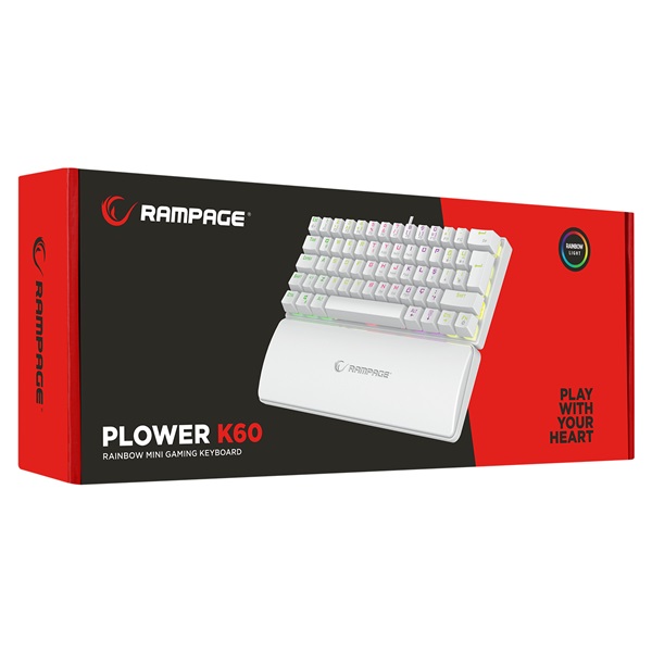 Rampage Billentyűzet - PLOWER K60 White US (Vezetékes, Mechanikus, Blue switch, angol, fehér, RGB LED) - Image 7