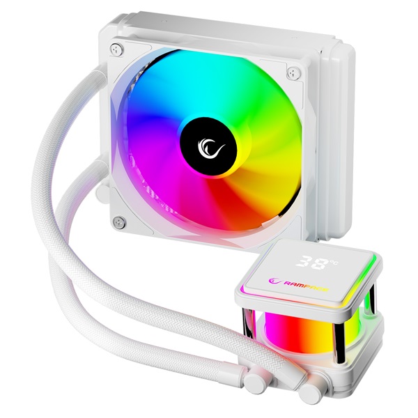 Rampage CPU Water Cooler - INFINITE V120 (36,9dB max., 98,54 m3/h; 12cm, A-RGB LED, fehér) - Image 2