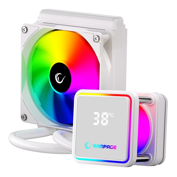 Rampage CPU Water Cooler - INFINITE V120 (36,9dB max., 98,54 m3/h; 12cm, A-RGB LED, fehér) - Image 5
