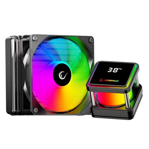 Rampage CPU Water Cooler - INFINITE V120 (36,9dB max., 98,54 m3/h; 12cm, A-RGB LED, fekete)