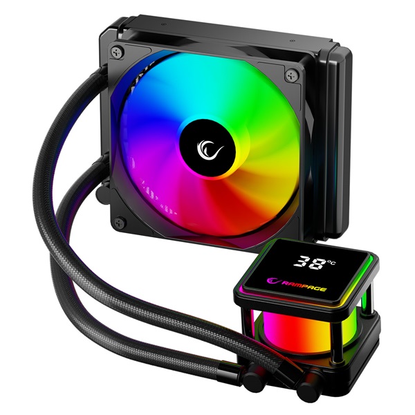 Rampage CPU Water Cooler - INFINITE V120 (36,9dB max., 98,54 m3/h; 12cm, A-RGB LED, fekete) - Image 2