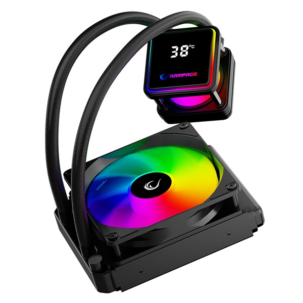 Rampage CPU Water Cooler - INFINITE V120 (36,9dB max., 98,54 m3/h; 12cm, A-RGB LED, fekete) - Image 4