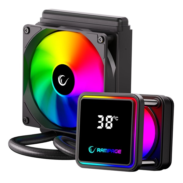 Rampage CPU Water Cooler - INFINITE V120 (36,9dB max., 98,54 m3/h; 12cm, A-RGB LED, fekete) - Image 5
