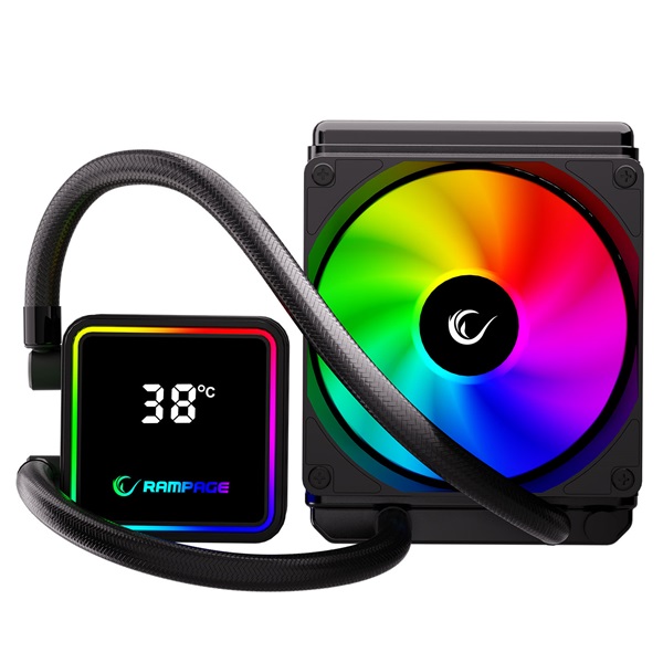 Rampage CPU Water Cooler - INFINITE V120 (36,9dB max., 98,54 m3/h; 12cm, A-RGB LED, fekete) - Image 7