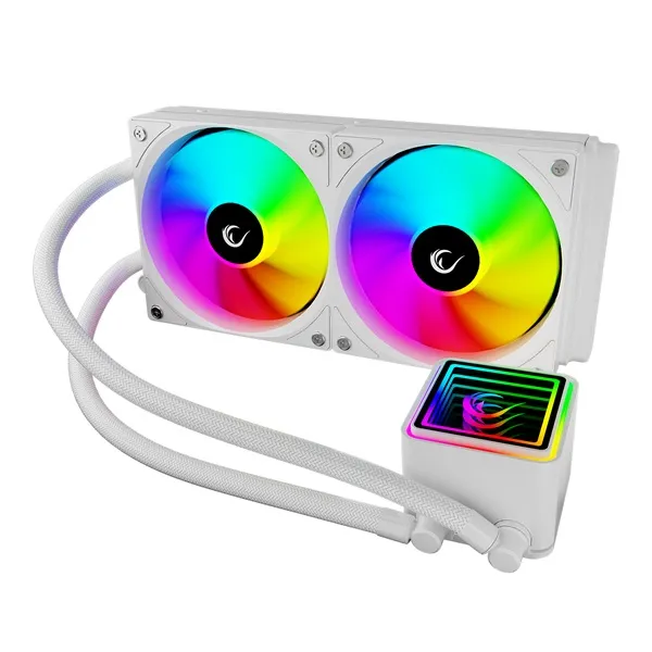 Rampage CPU Water Cooler - INFINITE V240 (Mágneses kijelző, 36,9dB max., 98,54 m3/h; 2x12cm, A-RGB LED, fehér) - Image 4