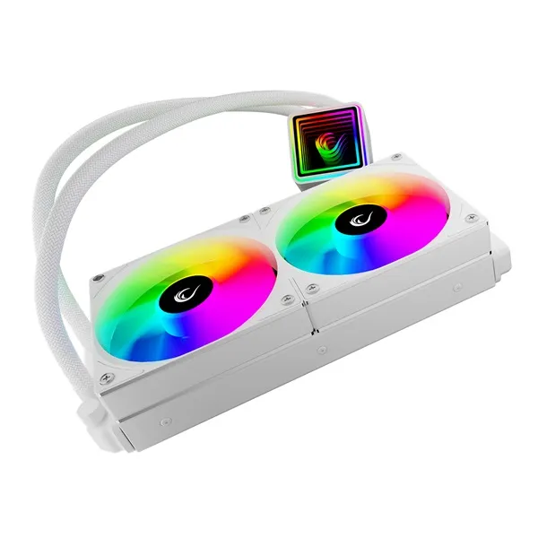 Rampage CPU Water Cooler - INFINITE V240 (Mágneses kijelző, 36,9dB max., 98,54 m3/h; 2x12cm, A-RGB LED, fehér) - Image 3