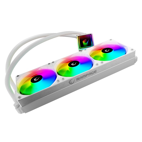 Rampage CPU Water Cooler - INFINITE V360 (36,9dB max., 98,54 m3/h; 3x12cm, A-RGB LED, fehér) - Image 2