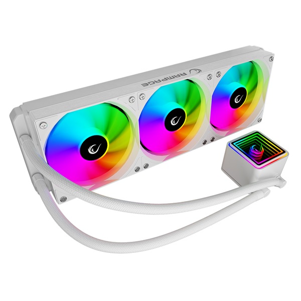 Rampage CPU Water Cooler - INFINITE V360 (36,9dB max., 98,54 m3/h; 3x12cm, A-RGB LED, fehér) - Image 6