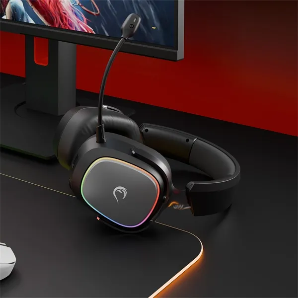 Rampage Fejhallgató - RETSU (1000mAh, Bluetooth+kábel+2,4Ghz, mikrofon, hangerőszabályzó, nagy-párnás, RGB, fekete) - Image 7