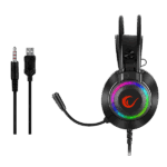 Rampage Fejhallgató - RM-K27 X-JAMMER (mikrofon, 3,5 mm Jack, hangerőszabályzó, nagy-párnás, fekete, RGB LED) - Image 3