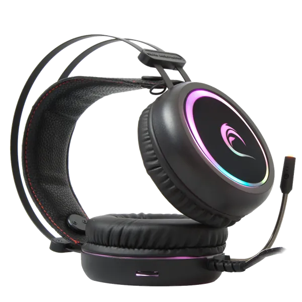 Rampage Fejhallgató - STORMY RGB (7.1, mikrofon, USB, hangerőszabályzó, nagy-párnás, 2m kábel, fekete) - Image 2