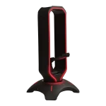 Rampage Fejhallgató állvány - RM-H66 GUARD (fekete, műanyag, USB HUB, Egérkábel tartó, RGB)