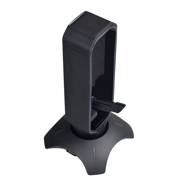 Rampage Fejhallgató állvány - RM-H66 GUARD (fekete, műanyag, USB HUB, Egérkábel tartó, RGB) - Image 3