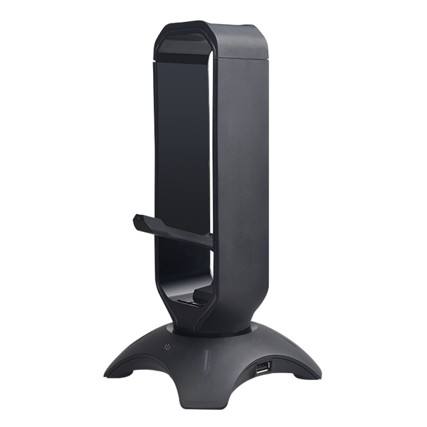 Rampage Fejhallgató állvány - RM-H66 GUARD (fekete, műanyag, USB HUB, Egérkábel tartó, RGB) - Image 4