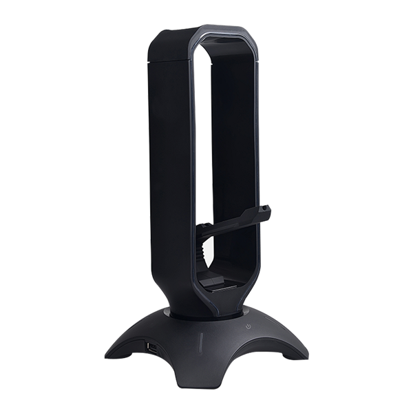 Rampage Fejhallgató állvány - RM-H66 GUARD (fekete, műanyag, USB HUB, Egérkábel tartó, RGB) - Image 6