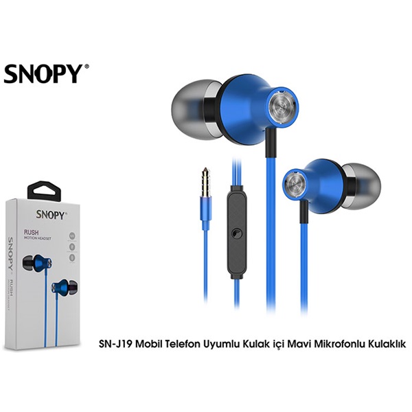 Snopy Fülhallgató - SN-J19 Blue (mikrofon, 3.5mm TRRS jack, 1.2m kábel, kék) - Image 3