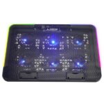 Rampage Notebook Hűtőpad 15,6"-ig - SIXPOWER R9 (fém rács; 6xventi, RGB, 2xUSB-A, kék LED) - Image 2