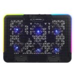 Rampage Notebook Hűtőpad 15,6"-ig - SIXPOWER R9 (fém rács; 6xventi, RGB, 2xUSB-A, kék LED) - Image 3