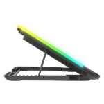 Rampage Notebook Hűtőpad 15,6"-ig - SIXPOWER R9 (fém rács; 6xventi, RGB, 2xUSB-A, kék LED) - Image 5