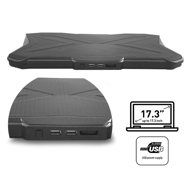 Rampage Notebook Hűtőpad 17,3"-ig - AD-RC8 SHOWY (fém rács; RGB, 1x18cm, USB port, állítható döntési magasság) - Image 3