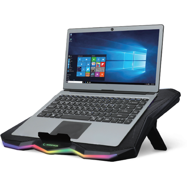 Rampage Notebook Hűtőpad 17,3"-ig - AD-RC8 SHOWY (fém rács; RGB, 1x18cm, USB port, állítható döntési magasság) - Image 4