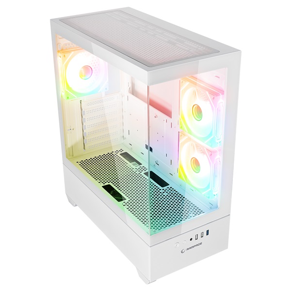 Rampage Számítógépház - CALIBRE (fehér; üveg; mATX; alsó táp; 3x120mm RGB, 1xUSB3.0 + 2xUSB2.0) - Image 3