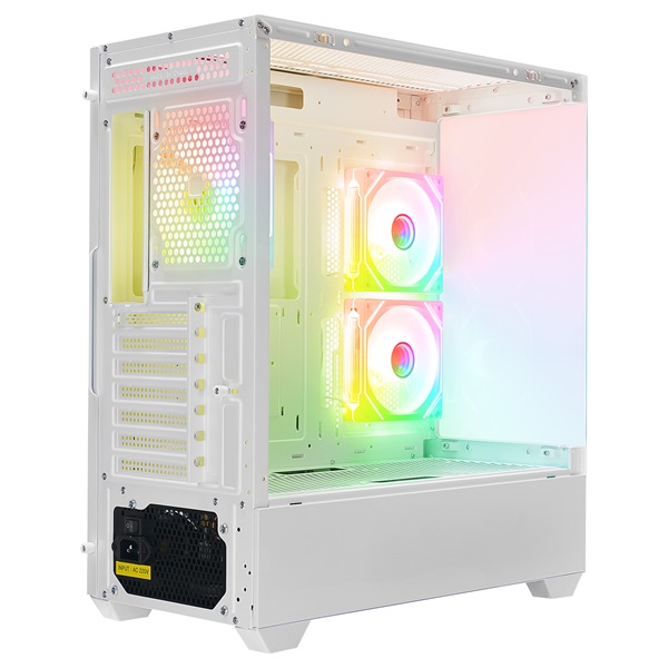 Rampage Számítógépház - CALIBRE (fehér; üveg; mATX; alsó táp; 3x120mm RGB, 1xUSB3.0 + 2xUSB2.0) - Image 6