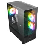 Rampage Számítógépház - CALIBRE (fekete; üveg; mATX; alsó táp; 3x120mm RGB, 1xUSB3.0 + 2xUSB2.0) - Image 3