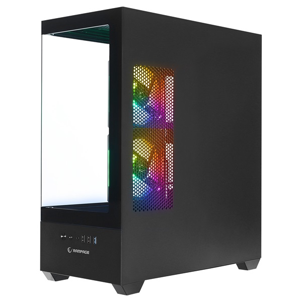 Rampage Számítógépház - CALIBRE (fekete; üveg; mATX; alsó táp; 3x120mm RGB, 1xUSB3.0 + 2xUSB2.0) - Image 5