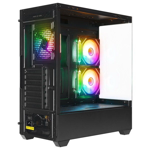 Rampage Számítógépház - CALIBRE (fekete; üveg; mATX; alsó táp; 3x120mm RGB, 1xUSB3.0 + 2xUSB2.0) - Image 6