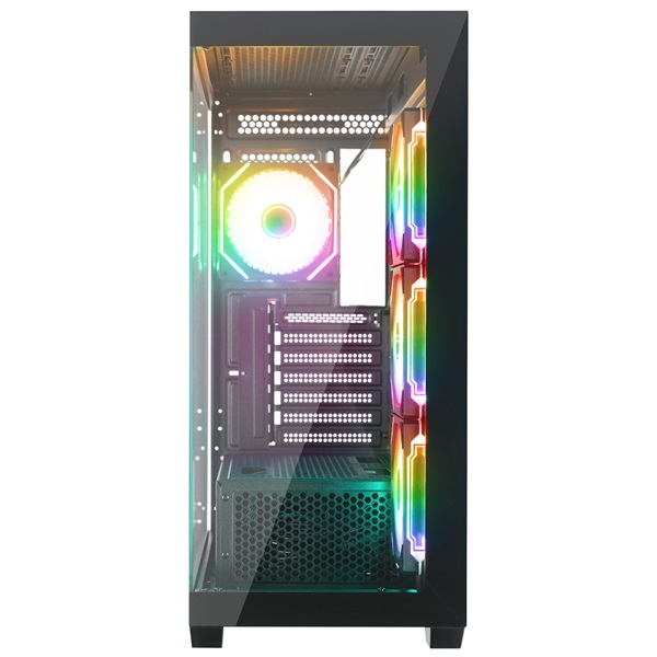 Rampage Számítógépház - HYDRA V4 (fekete; üveg; ATX; alsó táp; 4x120mm RGB, 1xUSB3.0 + 2xUSB2.0) - Image 2