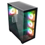Rampage Számítógépház - HYDRA V4 (fekete; üveg; ATX; alsó táp; 4x120mm RGB, 1xUSB3.0 + 2xUSB2.0) - Image 3