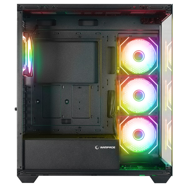 Rampage Számítógépház - HYDRA V4 (fekete; üveg; ATX; alsó táp; 4x120mm RGB, 1xUSB3.0 + 2xUSB2.0) - Image 5