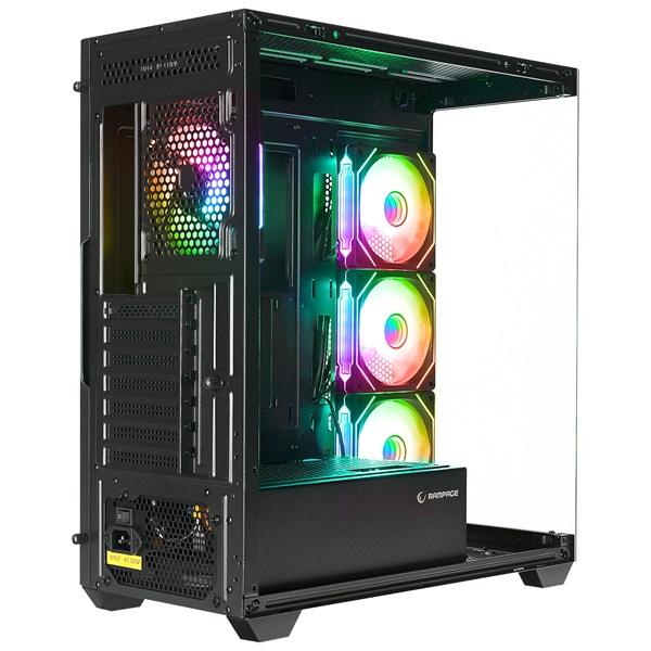 Rampage Számítógépház - HYDRA V4 (fekete; üveg; ATX; alsó táp; 4x120mm RGB, 1xUSB3.0 + 2xUSB2.0) - Image 7