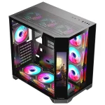 Rampage Számítógépház - NOVA (fekete; üveg; ATX; 9,17" TFT kijelző, 7x120mm RGB, 1xUSB3.0 + 1xUSB2.0) - Image 3