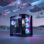 Rampage Számítógépház - NOVA (fekete; üveg; ATX; 9,17" TFT kijelző, 7x120mm RGB, 1xUSB3.0 + 1xUSB2.0) - Image 6