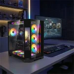 Rampage Számítógépház - NOVA (fekete; üveg; ATX; 9,17" TFT kijelző, 7x120mm RGB, 1xUSB3.0 + 1xUSB2.0) - Image 7
