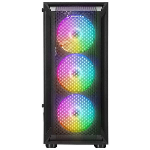 Rampage Számítógépház - SHIVA  (fekete; ablakos; ATX, alsó táp, 4x120mm LED) - Image 2