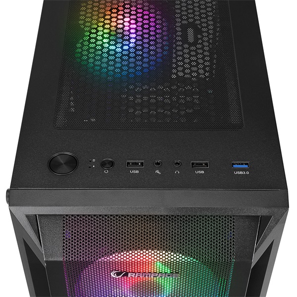 Rampage Számítógépház - SHIVA  (fekete; ablakos; ATX, alsó táp, 4x120mm LED) - Image 5