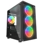 Rampage Számítógépház - VEGA V2 (fekete; üveg; ATX; alsó táp; 4x120mm RGB, 1xUSB3.0 + 2xUSB2.0)