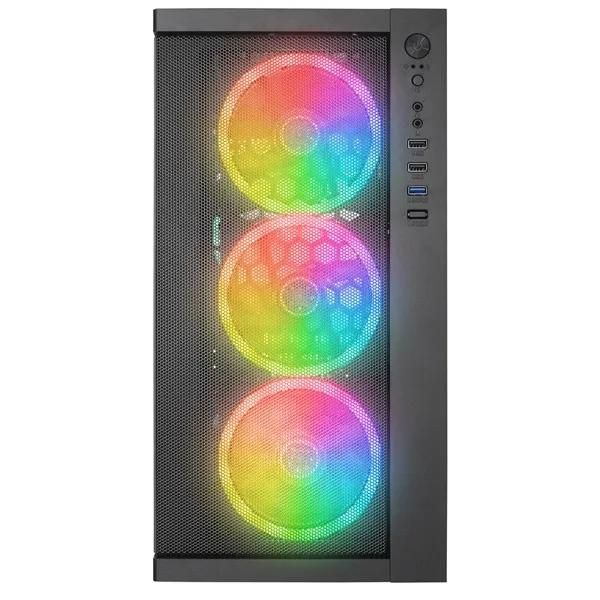 Rampage Számítógépház - VEGA V2 (fekete; üveg; mATX; alsó táp; 4x120mm RGB, 1xUSB3.0 + 2xUSB2.0) - Image 2
