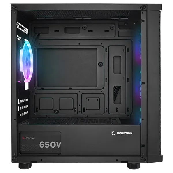 Rampage Számítógépház - VEGA V2 (fekete; üveg; mATX; alsó táp; 4x120mm RGB, 1xUSB3.0 + 2xUSB2.0) - Image 5