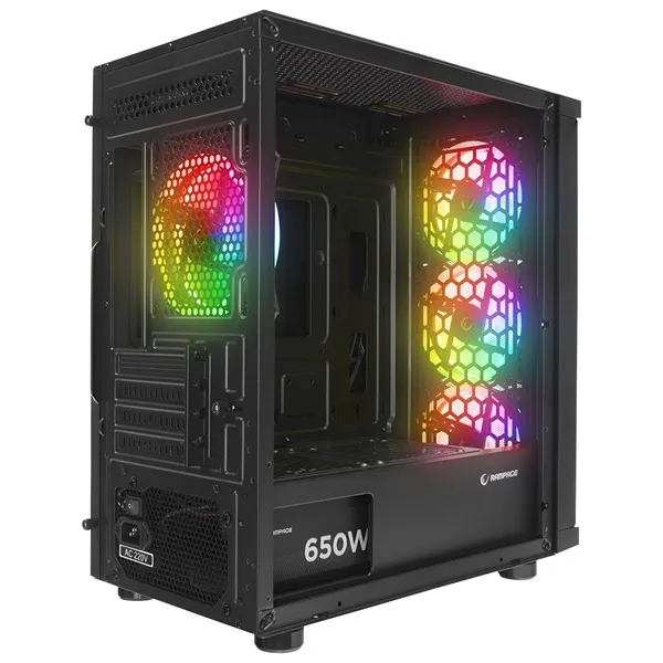 Rampage Számítógépház - VEGA V2 (fekete; üveg; mATX; alsó táp; 4x120mm RGB, 1xUSB3.0 + 2xUSB2.0) - Image 6