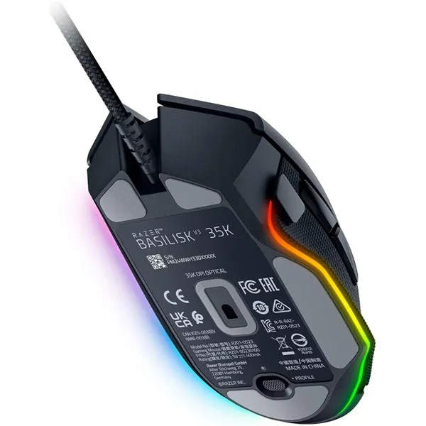 Razer Egér - Basilisk V3 35K (Optikai, 35000DPI, 11 gomb, harisnyázott kábel, fekete) - Image 3