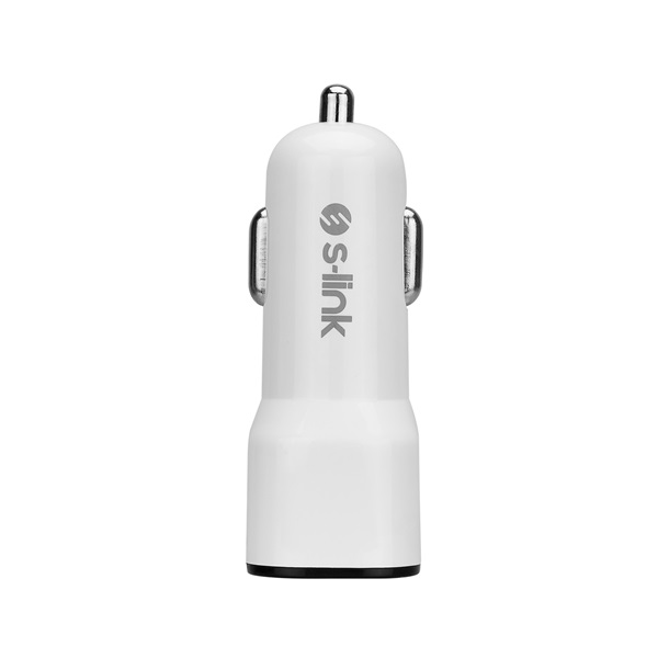 S-Link Autós töltő - SL-EC30T (2db USB, 5V/2.4A/3,4A, 17W, Type-C, 100cm adat+töltőkábel, fehér) - Image 3