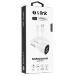S-Link Autós töltő - SL-EC30L (2db USB, 5V/2.4A/3,4A, 17W, Lightning, 100cm adat+töltőkábel, fehér) - Image 5